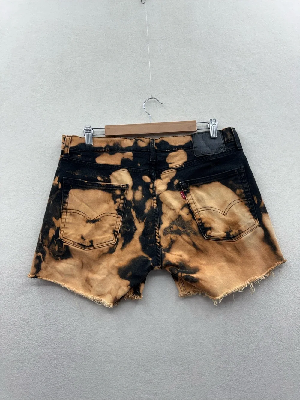Levi's 513 Mens 33 Shorts Black Tie Dye Denim Cutoff